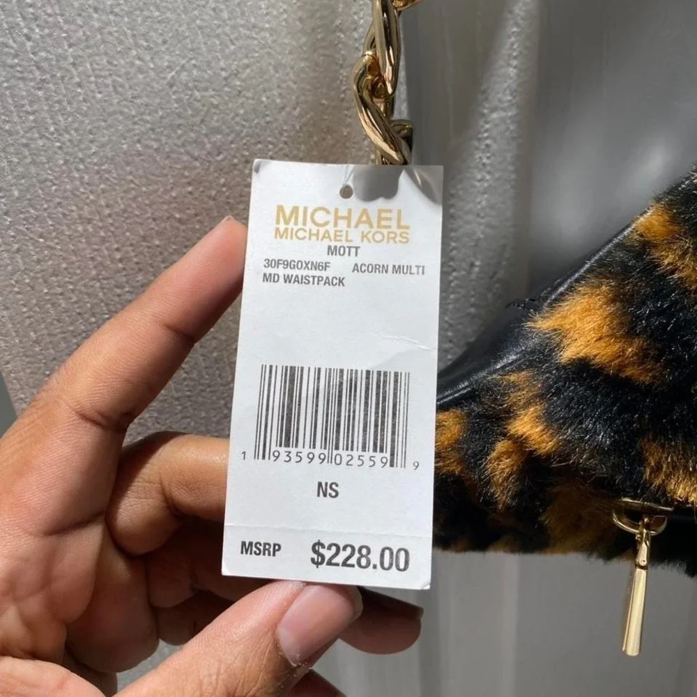 Michael Kors Leopard Print Faux Fur Belt Bag Unused